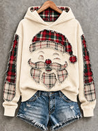 Vintage Green Buffalo Plaid Distressed Santa Christmas Hoodie