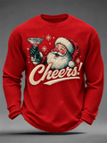 Herren-Langarmshirt mit Weihnachtsmuster und Waffelstruktur