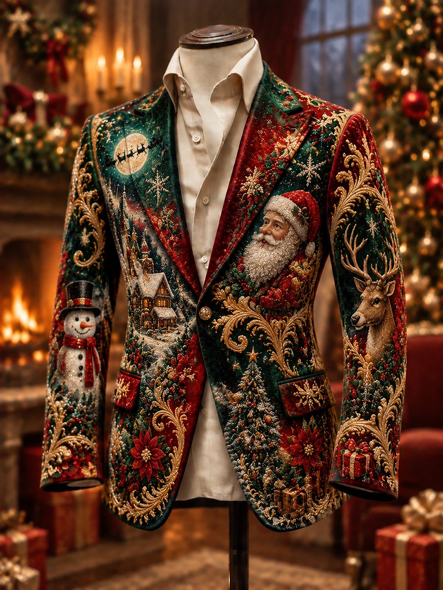 Men's Business Casual Christmas Blazer