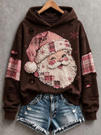 Women's Vintage Pink Santa Hoodie
