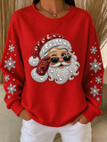 Women'S Funny Christmas Casual Santa Claus Crew Neck Long Sleeve Sweatshirt