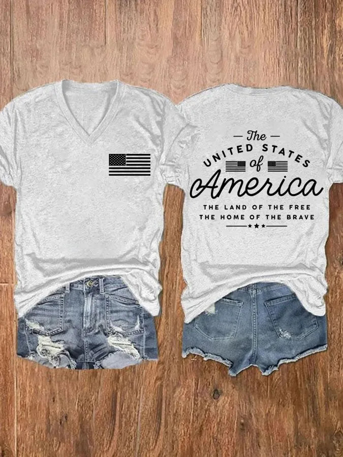 Women's The Land Of The Free The Home Of The Brave Independence Day Print T-shirt
