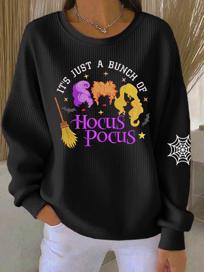 Women's "A Group of Witch Sisters" Halloween Print Casual Crew Neck Top