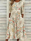 Women's cotton and linen retro floral dress