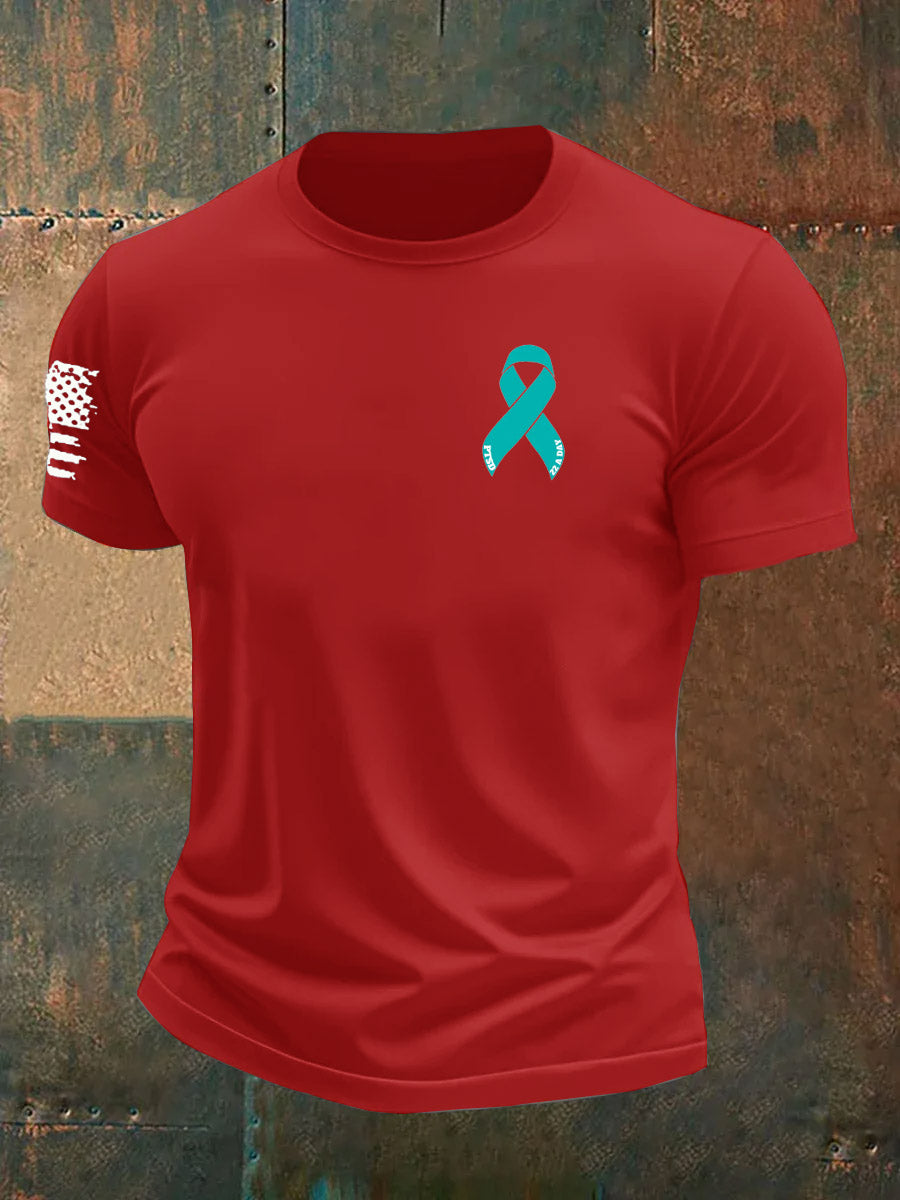 PTSD 22 Days Veteran Pattern 100% Cotton T-Shirt