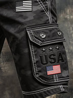 Men's Retro Color Block Patriot Pocket Cargo Shorts