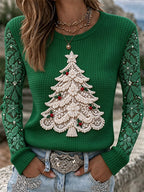 Women's Christmas Tree Flower Casual Top