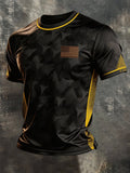Men's Retro Patriotic Color-block Casual Short-Sleeve T-Shirt