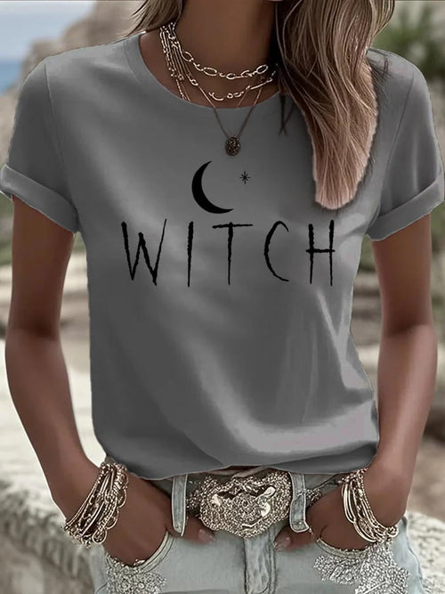 ?Buy 2 Get 10% Off?Women's Witch Print Casual T-shirt