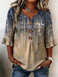 Women's Casual Faith-Print Button-Down Shirt