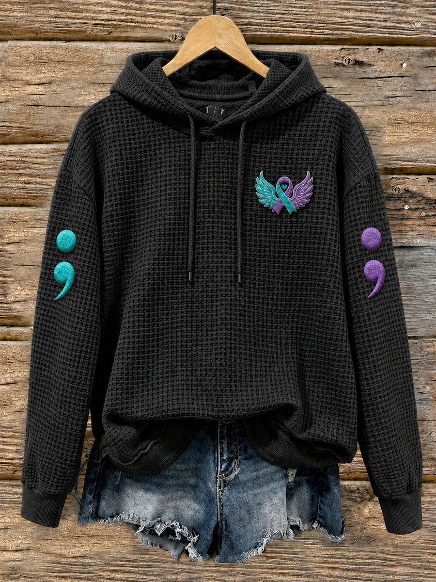 Women's Suicide Prevention Awareness Month Waffle-Knit Hoodie