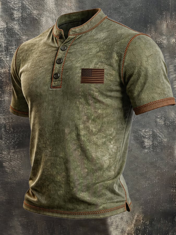 Men's Vintage 100% Cotton Washed, Ribbed, Faded T-Shirt