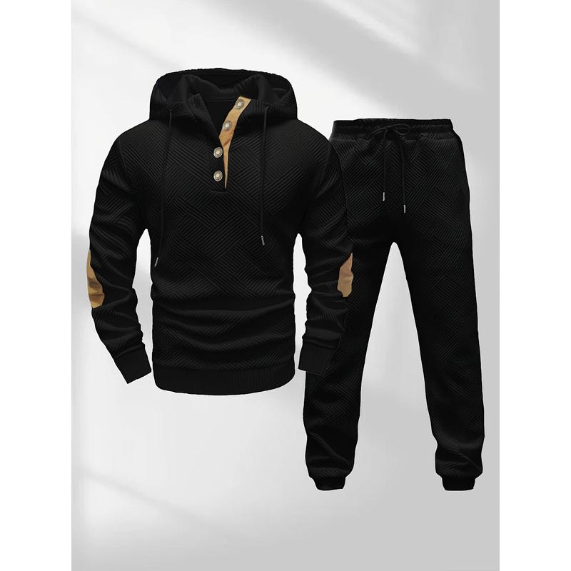 Men's Casual Fashion Suit Knitted Jacquard Sweatshirt And Pants Two-Piece Set