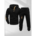 Men's Casual Fashion Suit Knitted Jacquard Sweatshirt And Pants Two-Piece Set