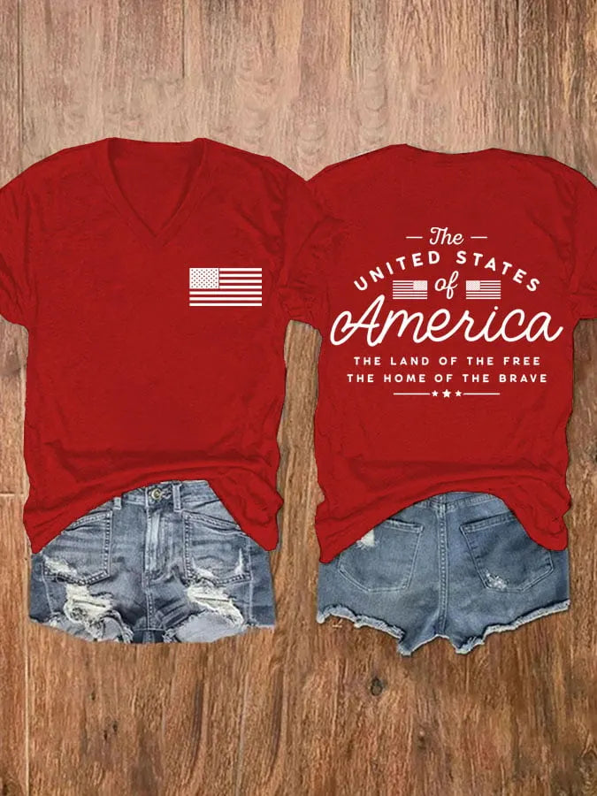 Women's The Land Of The Free The Home Of The Brave Independence Day Print T-shirt