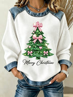 Women'S Casual Christmas Round Neck Long Sleeved Shirt