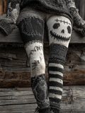 Women's Retro Halloween Rose Skull Print Leggings
