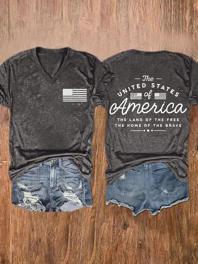 Women's The Land Of The Free The Home Of The Brave Independence Day Print T-shirt