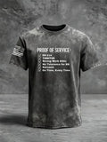 Proof Of Service Pattern Washed Distressed Crew Neck 100% Cototon T-Shirt