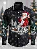 Men's Christmas Print Long-Sleeve Shirt