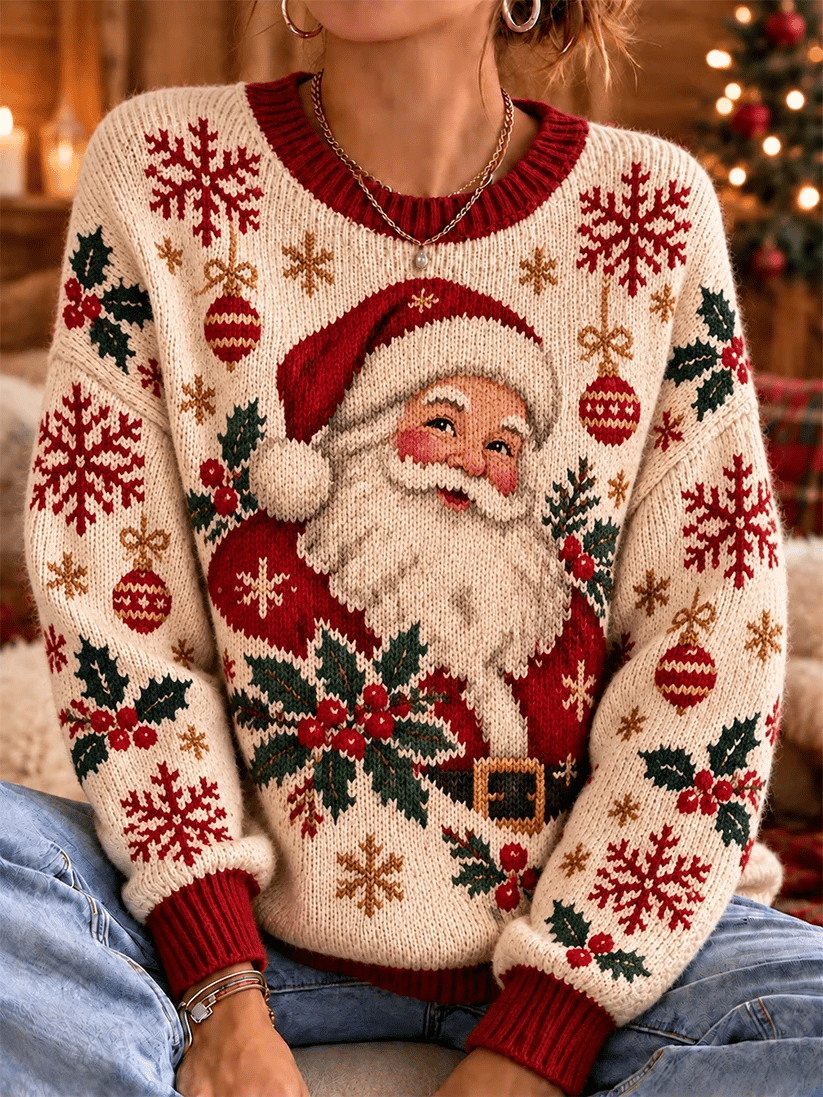 Damenpullover mit Weihnachtsmuster