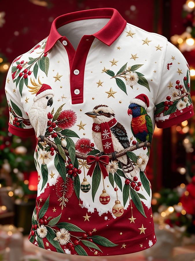 Australisches Herren-Polohemd mit Weihnachtsmotiv
