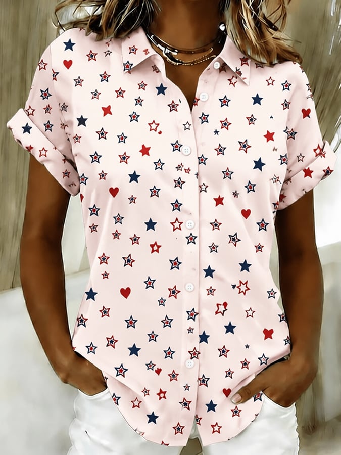 Women's Patriotic 250th Anniversary Print Casual Shirt