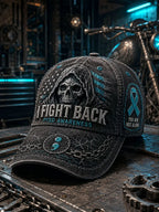 “Fight Back” PTSD Awareness Grim Reaper Skull Vintage Baseball Cap