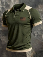 Men'S Retro Waffle-Knit Short-Sleeve T-Shirt With Contrast Patriot Design
