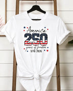 100% Cotton USA 250th Anniversary Crew Neck Short Sleeve Tshirt