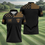 We The People 250 Years Golf Ball Pattern Black Golf Shirt, 4th Of July Patriotic Golf Shirts For Men