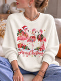 Women's Christmas Flamingo Print Casual Knit Top