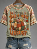 Women's Pumpkin Spice And Jesus Christ Print Casual Tee