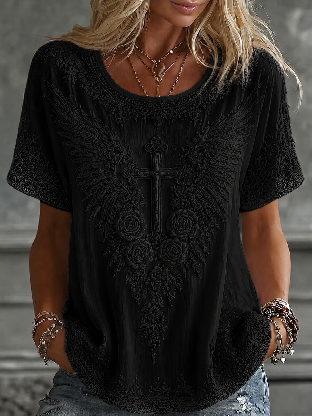 Women'S Plant And Flower Faith Art Printed Casual T-Shirt