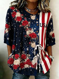 Women's 250th Anniversary Print Half Sleeve Casual Blouse