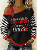 Women's Halloween Don't Make Me Drop A House On You Print Casual Off-S