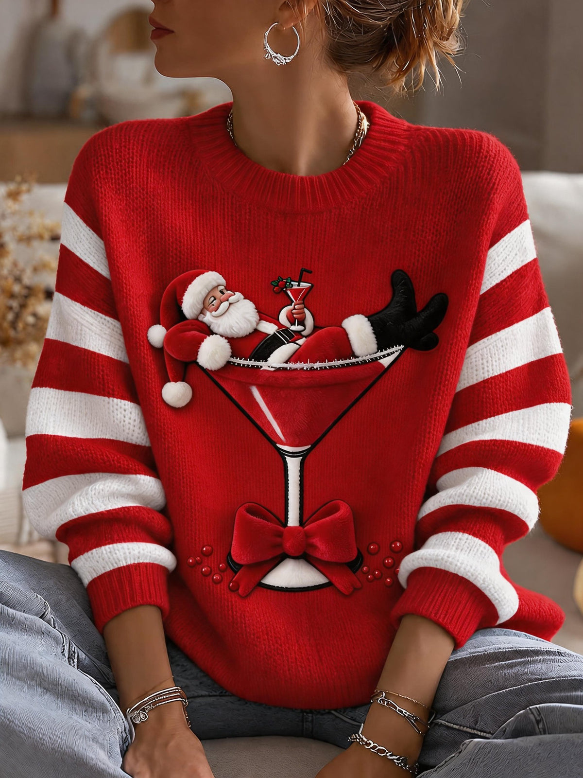 Women'S Christmas-Print Pullover Top