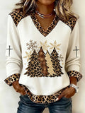 Women's Christmas Print Casual Knit Top