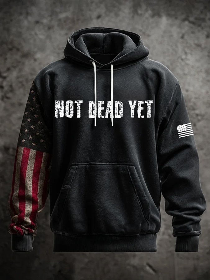 Men's Casual Retro Print Long Sleeve Hooded Sweatshirt