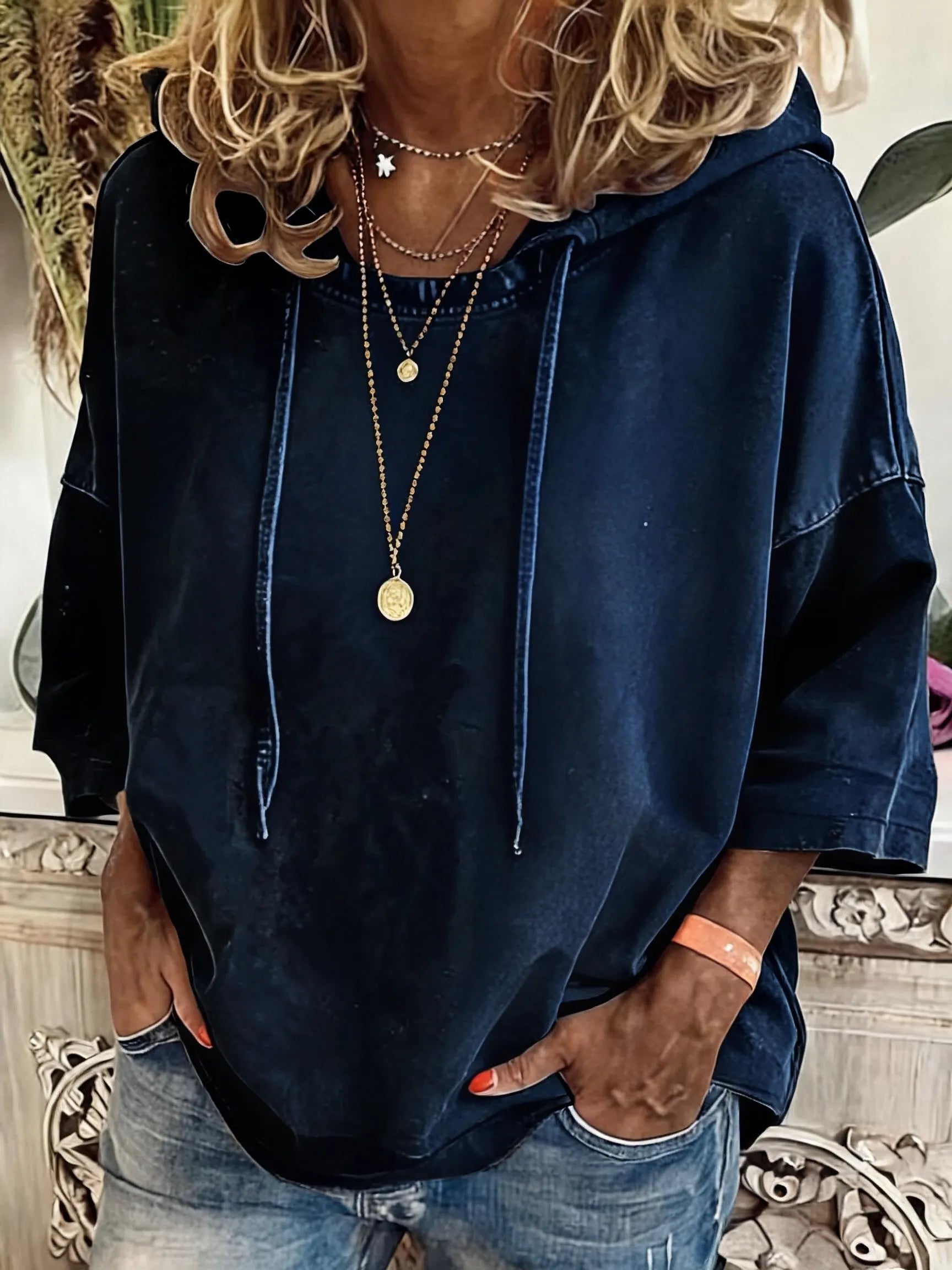Women'S Vintage Distressed Washed Oversized Hoodie