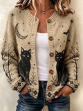 Women'S Halloween Pumpkin Themed Casual Cardigan Top