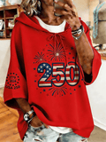 Women's Patriotic 250 Commemorative Fireworks National Flag Hoodie