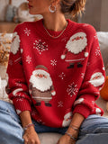 Women's Festive Santa & Reindeer Plush Knit Top