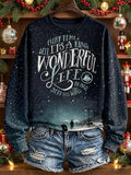 Women's Every Time A Bell Rings An Angel Gets Its Wings Christmas Print Casual Sweatshirt
