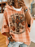 Women's Plaid Fall For Jesus Cross Acorn Short Sleeve Hoodie
