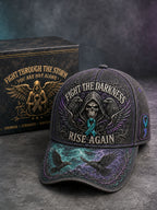 “Fight the Darkness, Rise Again” PTSD Awareness Grim Reaper Raven Vintage Baseball Cap