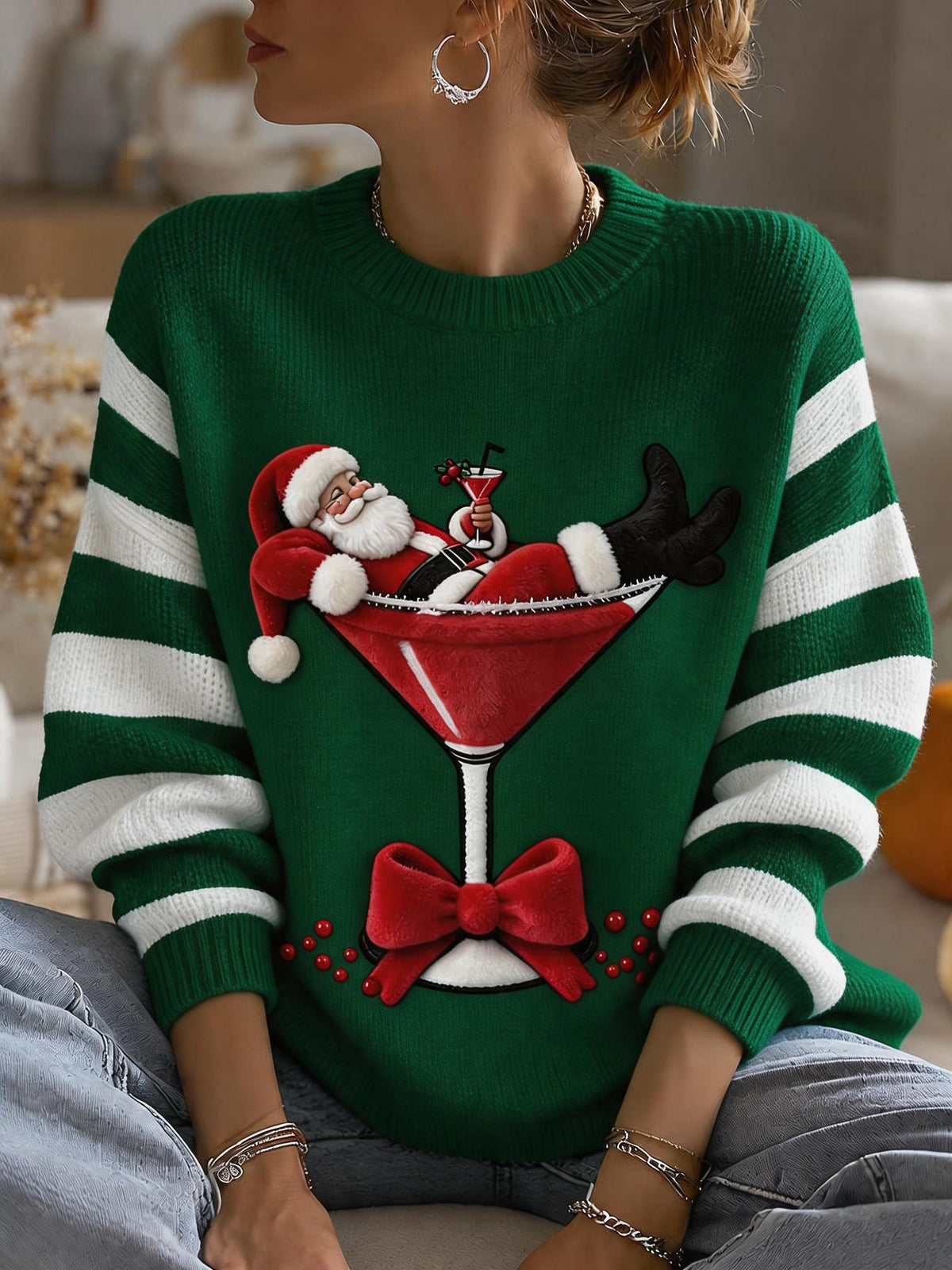 Women'S Christmas-Print Pullover Top