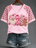 Women's Pink Christmas Print Top