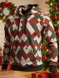 Men's Christmas Color-Block Print Hooded Sweatshirt