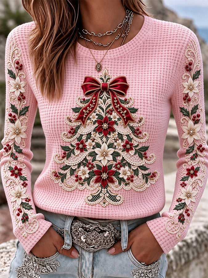 Women's Christmas Dwarf Printed Casual Top